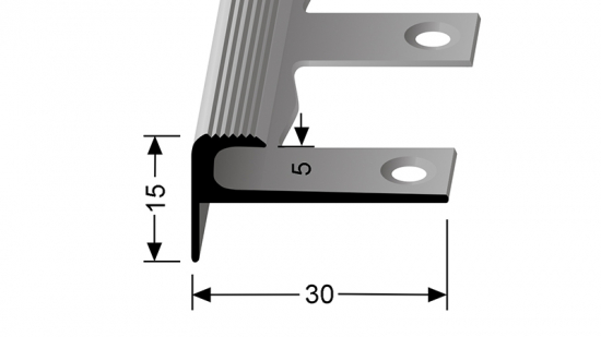 Schodový profil pro 5 mm, drážkovaný (šroubovací) Küberit 807 EB