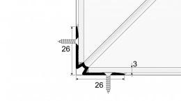 Schodový vnitřní profil 26 x 26 mm - pro linoleum, PVC, vinyl a koberce - do 3 mm