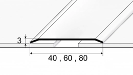 Přechodový profil 40, 60, 80 mm - plochý - z masivní leštěné nebo kartáčované nerezi