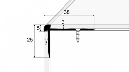 Schodový profil 38 x 25 mm - pro linoleum, PVC, vinyl a koberce - do 3 mm