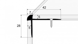 Schodový profil 42 x 28 mm - pro linoleum, PVC, vinyl a koberce - do 5 mm