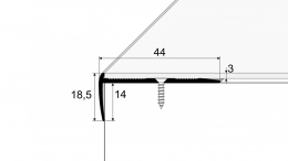 Schodový profil 44 x 18,5 mm - pro linoleum, PVC, vinyl a koberce - do 3 mm